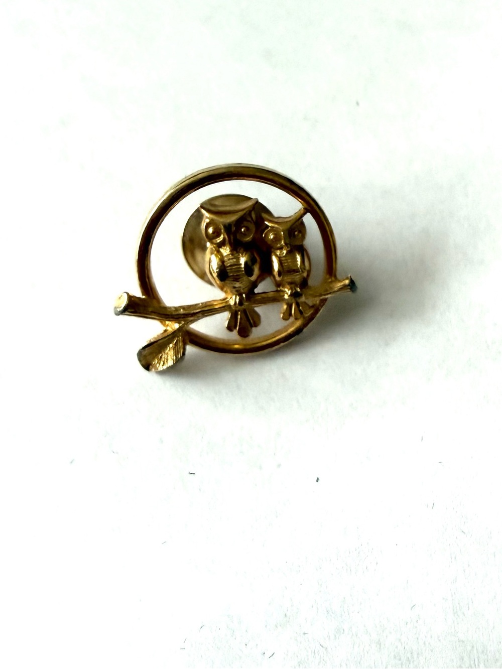 Avon Gold-Tone Owl Duo Brooch Pin